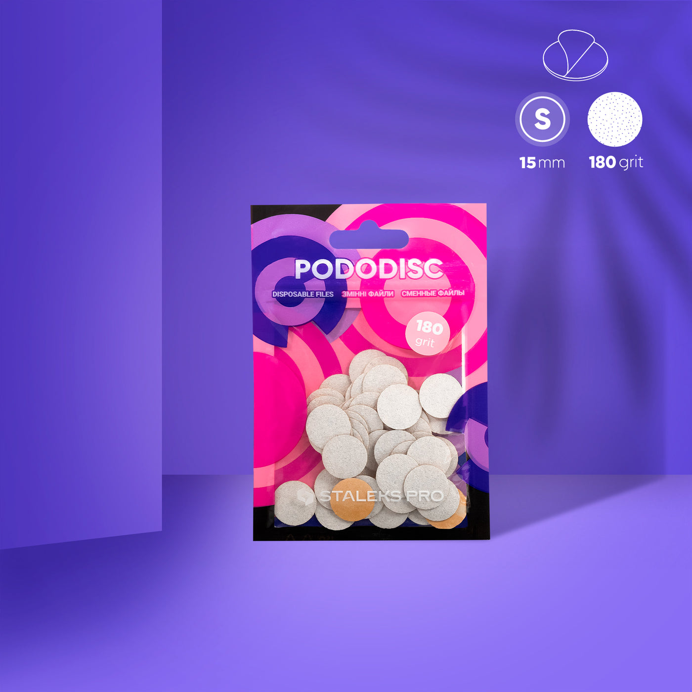 Staleks Disposable white files for pedicure disc PODODISC - PDF-15-180W - Bild 1
