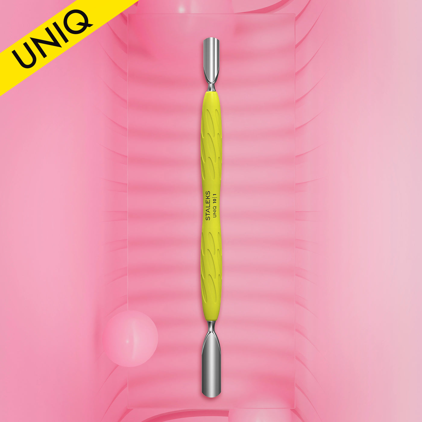 Staleks Manicure pusher Gummy with yellow silicone handle - PQ-10/1Y - Bild 1