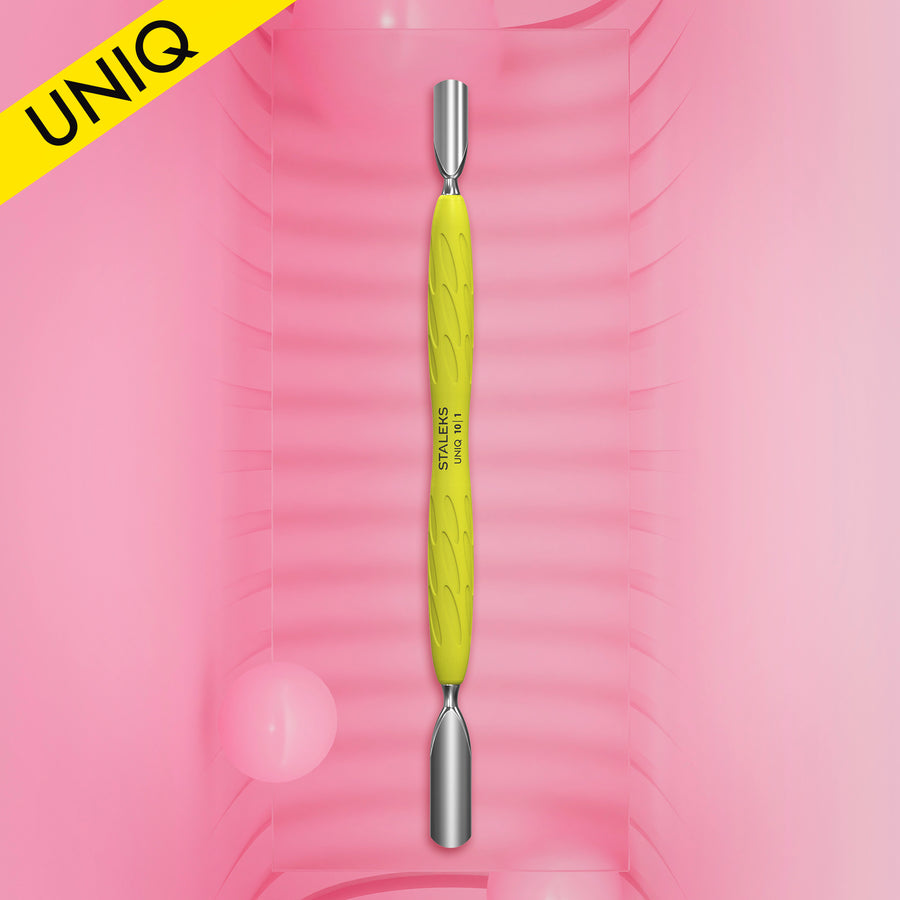 Staleks Manicure pusher Gummy with yellow silicone handle - PQ-10/1Y - Bild 1