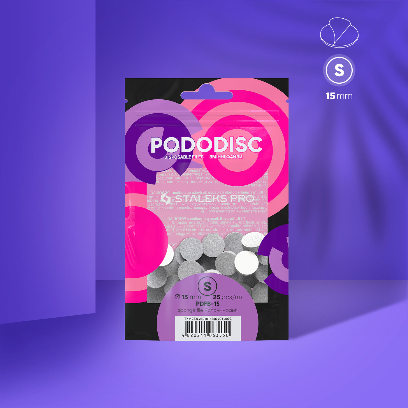 Staleks Disposable files-sponges for pedicure disc PODODIS - PDFB-15 - Bild 1