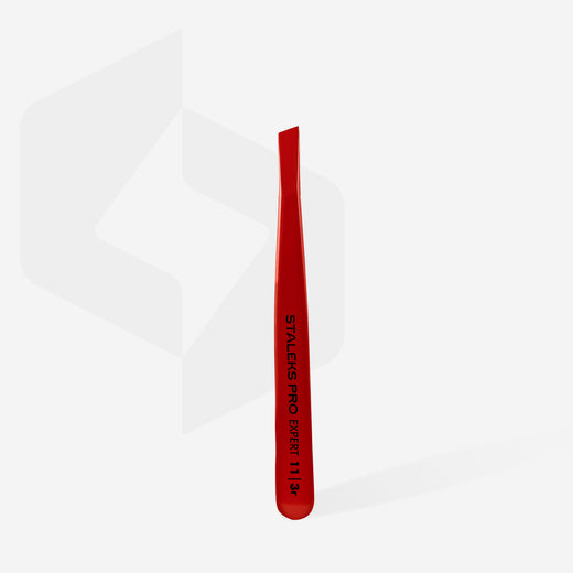 Staleks Eyebrow tweezers red EXPERT 11 TYPE 3r (wide bevel - TE-11/3R - Bild 3