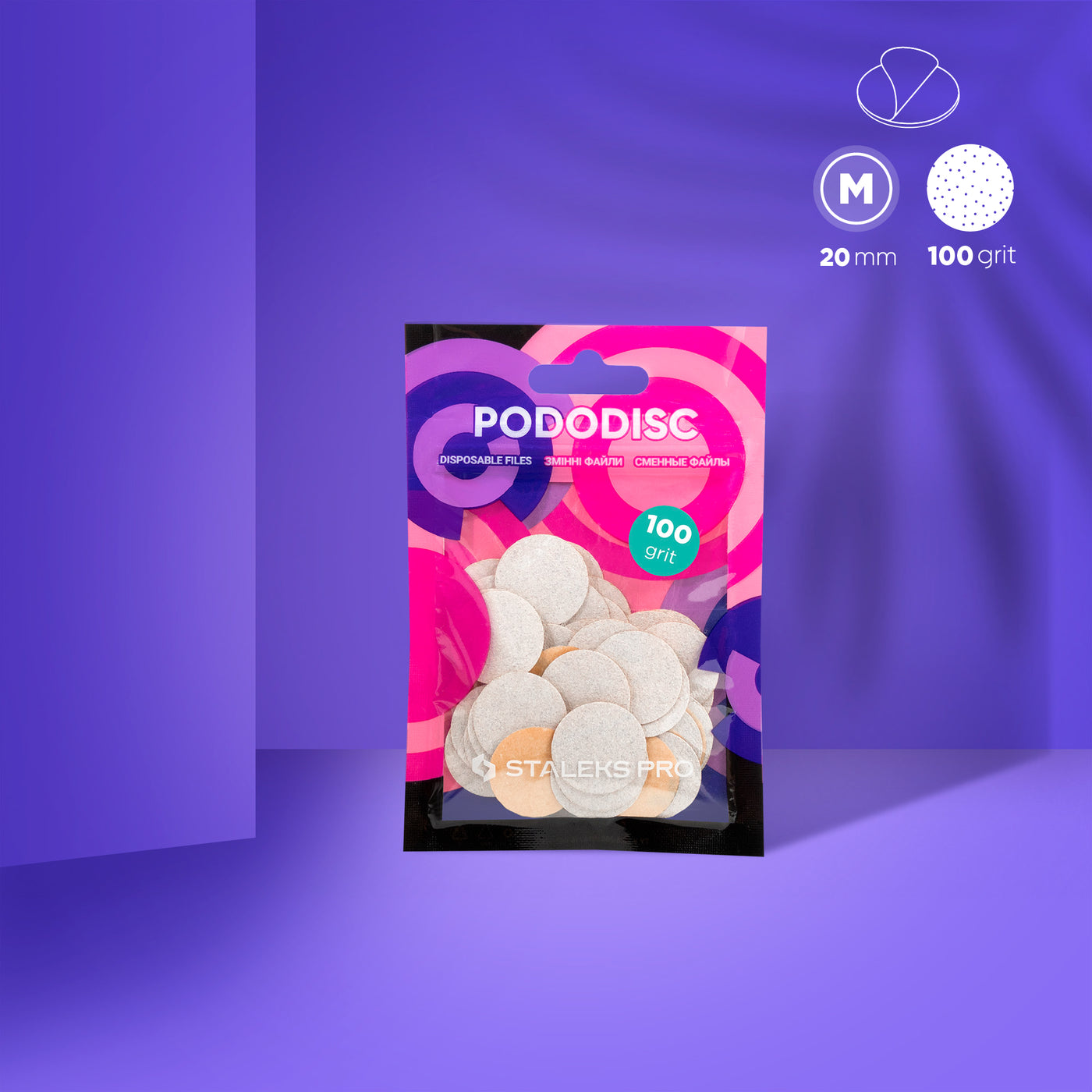 Staleks Disposable white files for pedicure disc PODODISC - PDF-20-100W - Bild 1