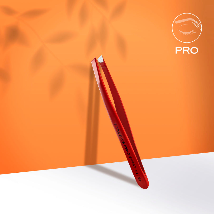 Staleks Eyebrow tweezers red EXPERT 11 TYPE 3r (wide bevel - TE-11/3R - Bild 1