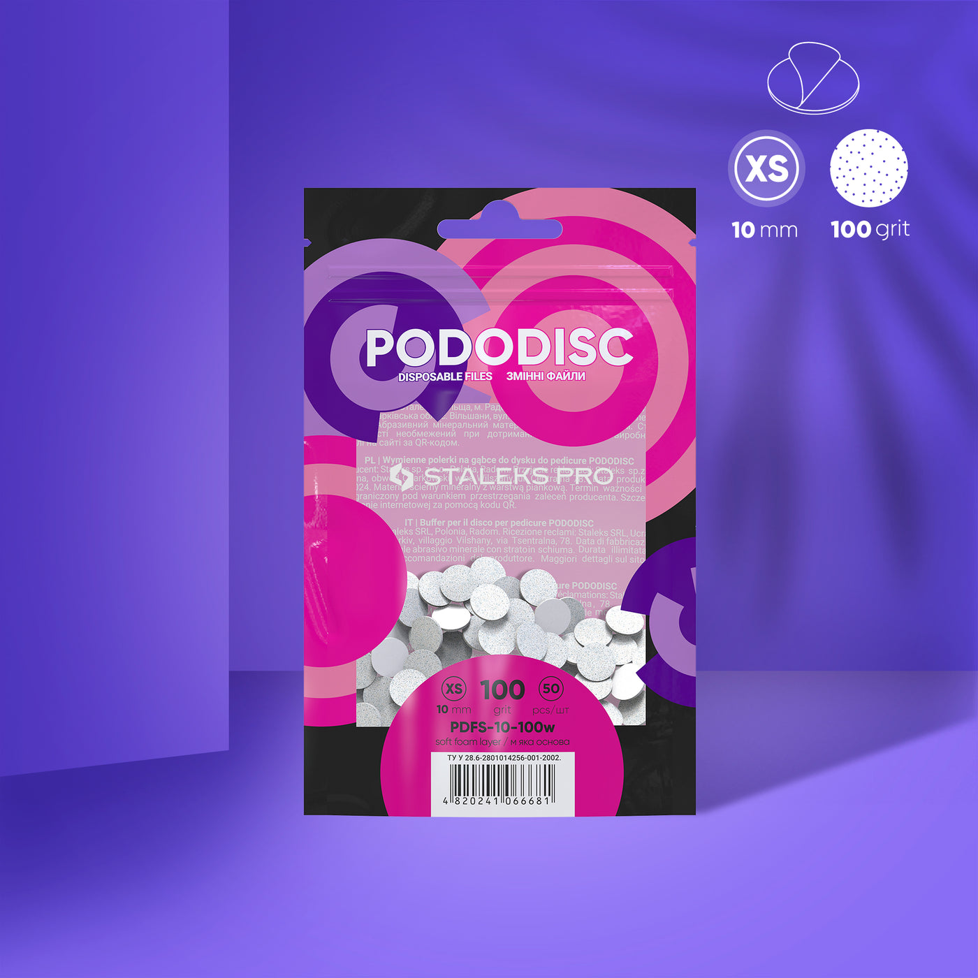 Staleks Disposable white files on soft foam layer for pedi - PDFS-10-100W - Bild 1